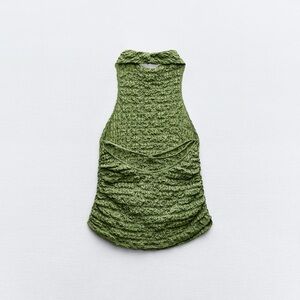 Zara Textured Green Halter Top